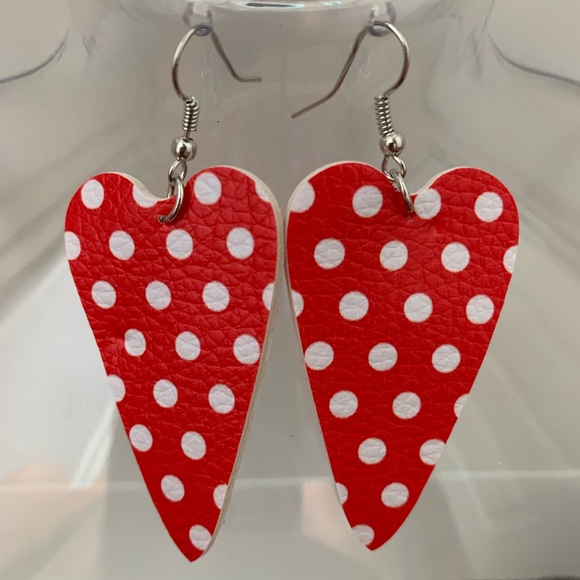 Jewelry - 🌻3 for $15🖤Faux Leather Heart Dangle Earrings